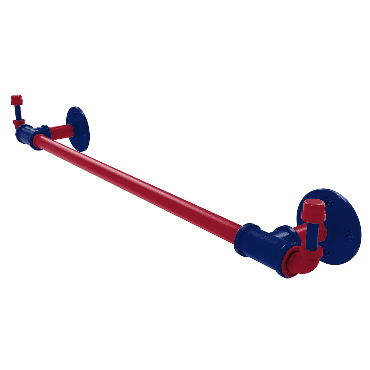 Gridiron Collection Towel Bar with Integrated Hooks New York Blue and Red Edition