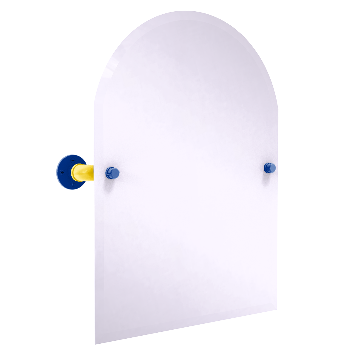 Gridiron Collection Frameless Arched Top Wall Mounted Tilt Mirror Los Angeles Blue and Yellow Edition