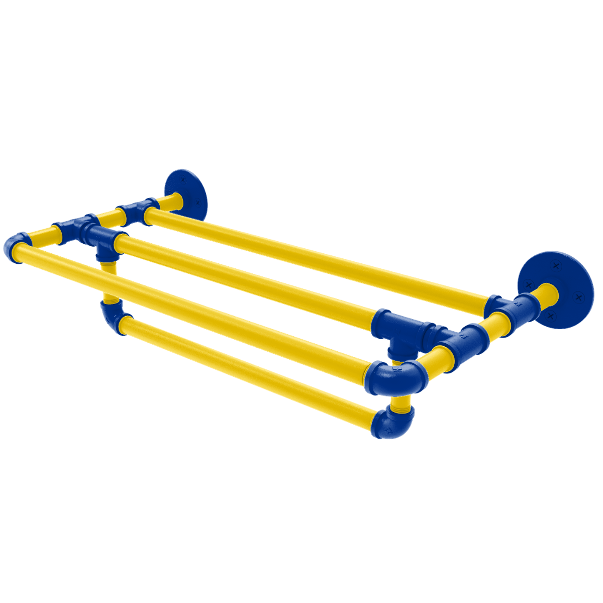 Gridiron Collection Wall Mounted Towel Shelf with Towel Bar Los Angeles Blue and Yellow Edition