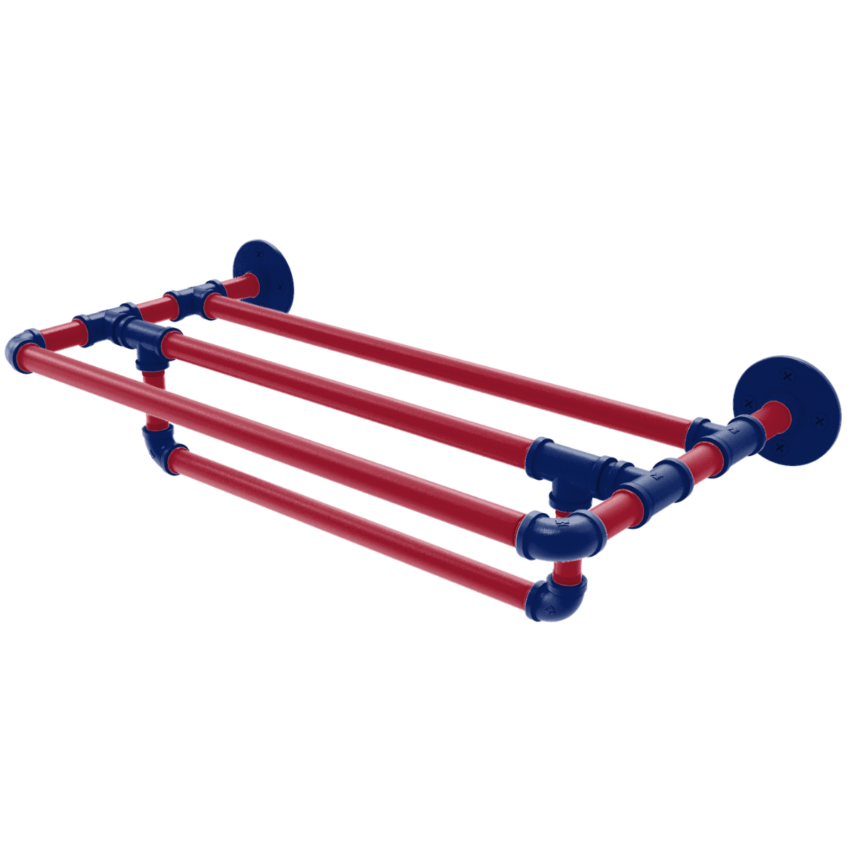 Gridiron Collection Wall Mounted Towel Shelf with Towel Bar New York Blue and Red Edition