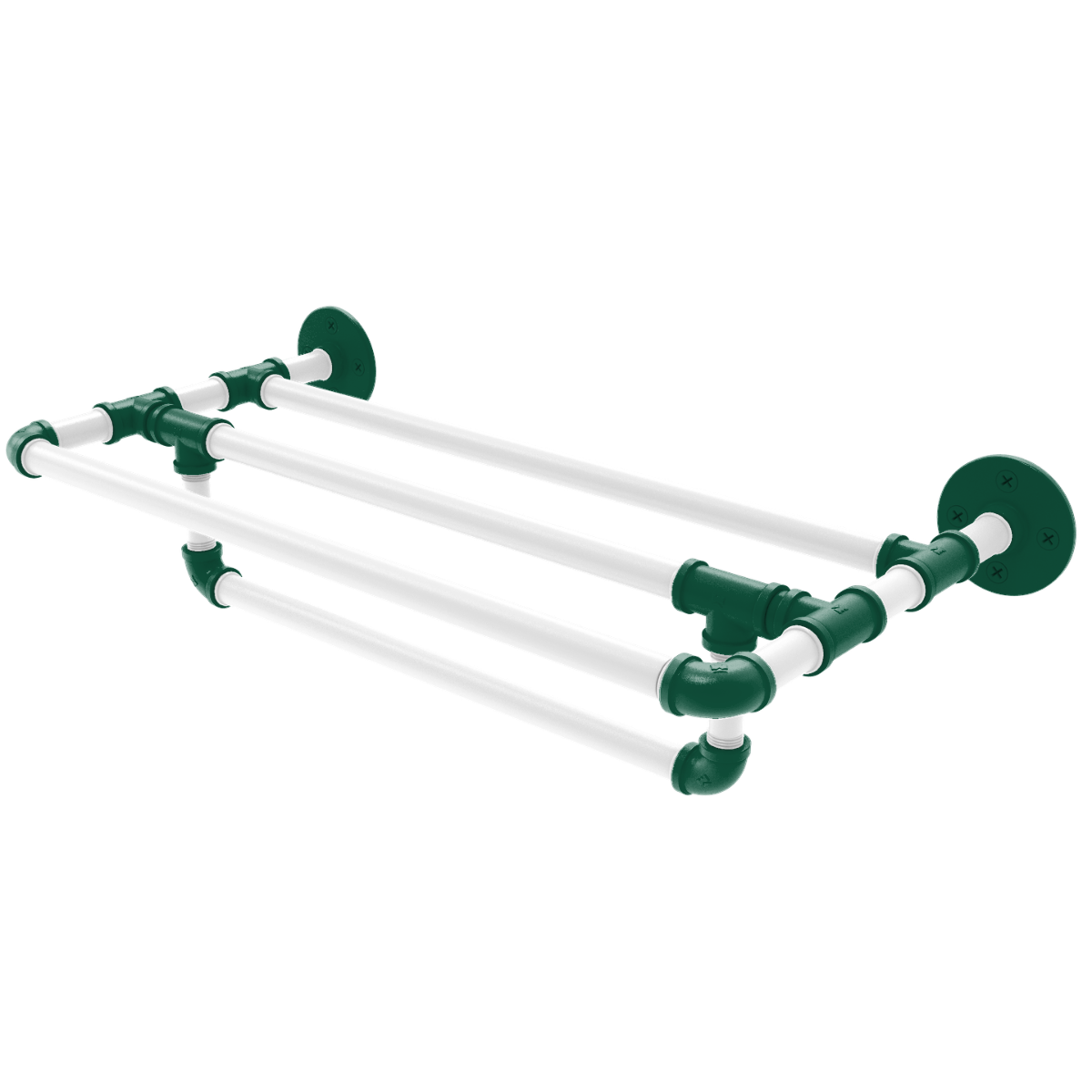 Gridiron Collection Wall Mounted Towel Shelf with Towel Bar New York Green and White Edition