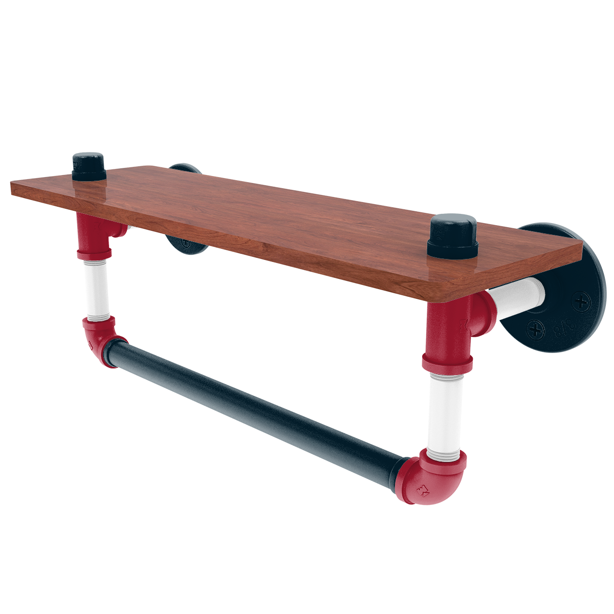 Gridiron Collection Wood Shelf with Towel Bar Houston Edition