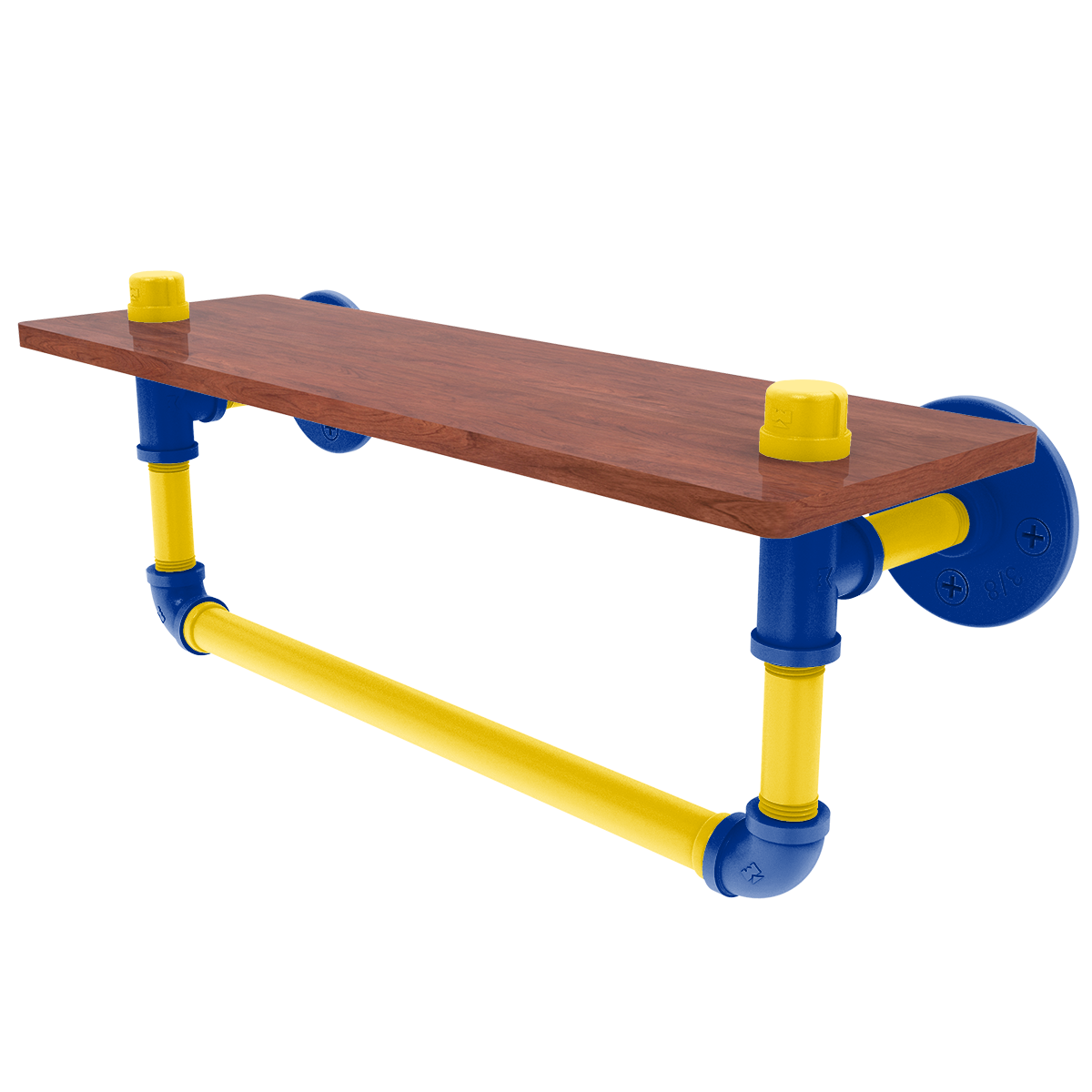 Gridiron Collection Wood Shelf with Towel Bar Los Angeles Blue and Yellow Edition