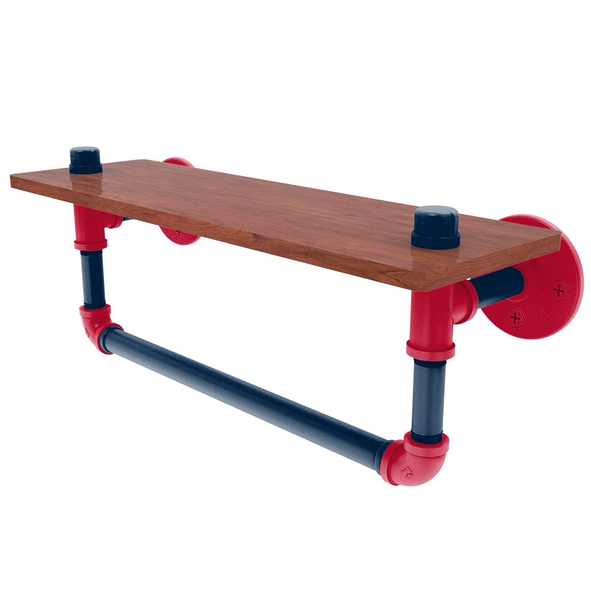 Gridiron Collection Wood Shelf with Towel Bar New England Edition