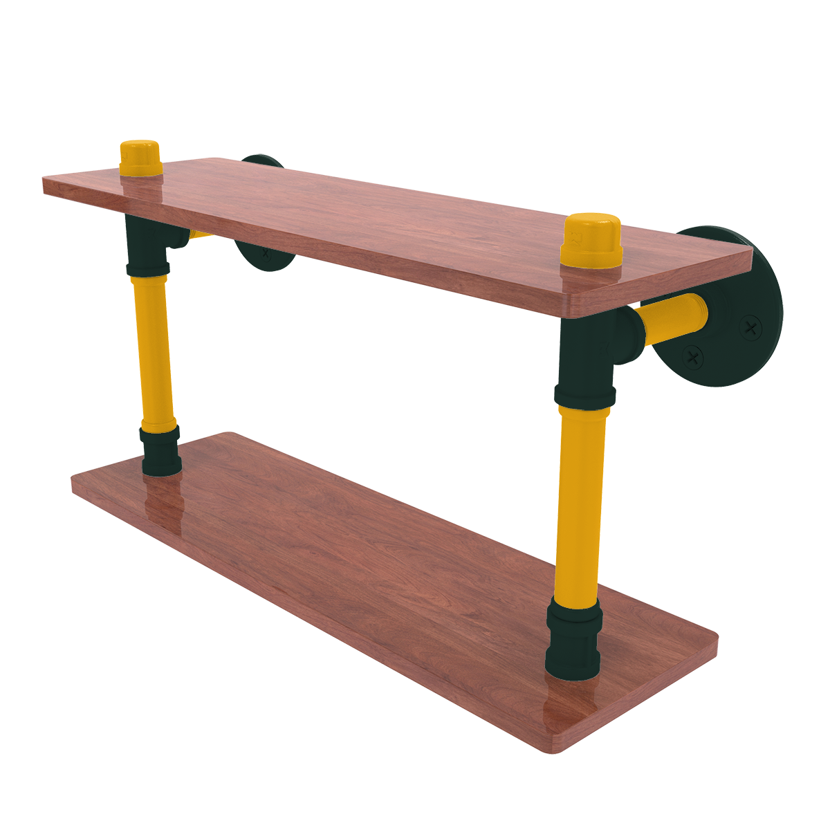Gridiron Collection Wood Double Shelf Green Bay Edition