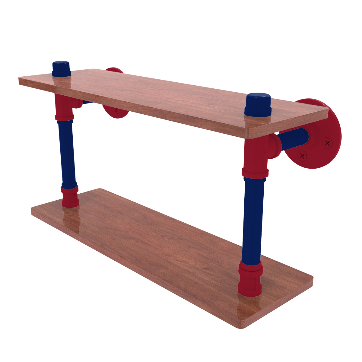 Gridiron Collection Wood Double Shelf New York Blue and Red Edition
