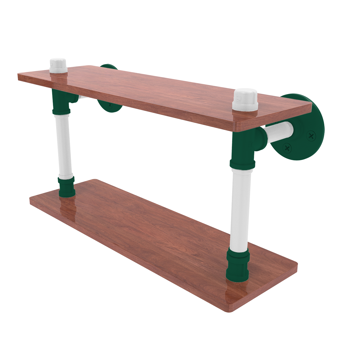 Gridiron Collection Wood Double Shelf New York Green and White Edition