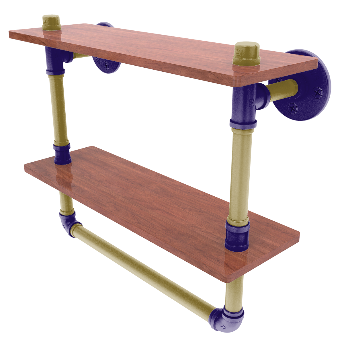Gridiron Collection Double Wood Shelf with Towel Bar Baltimore Edition