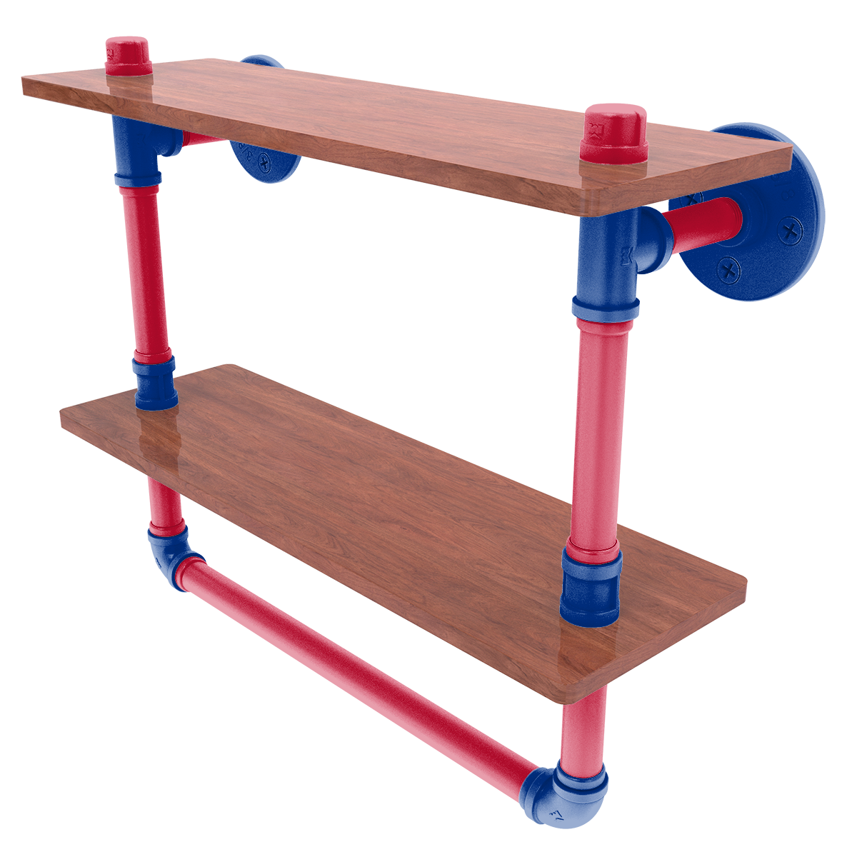 Gridiron Collection Double Wood Shelf with Towel Bar Buffalo Edition