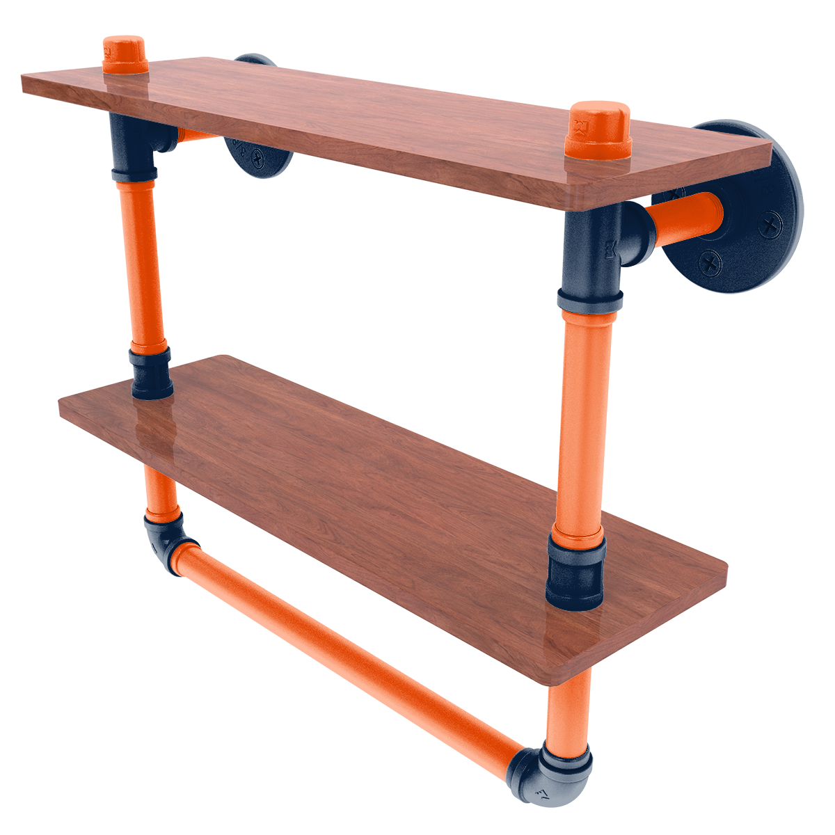 Gridiron Collection Double Wood Shelf with Towel Bar Denver Edition