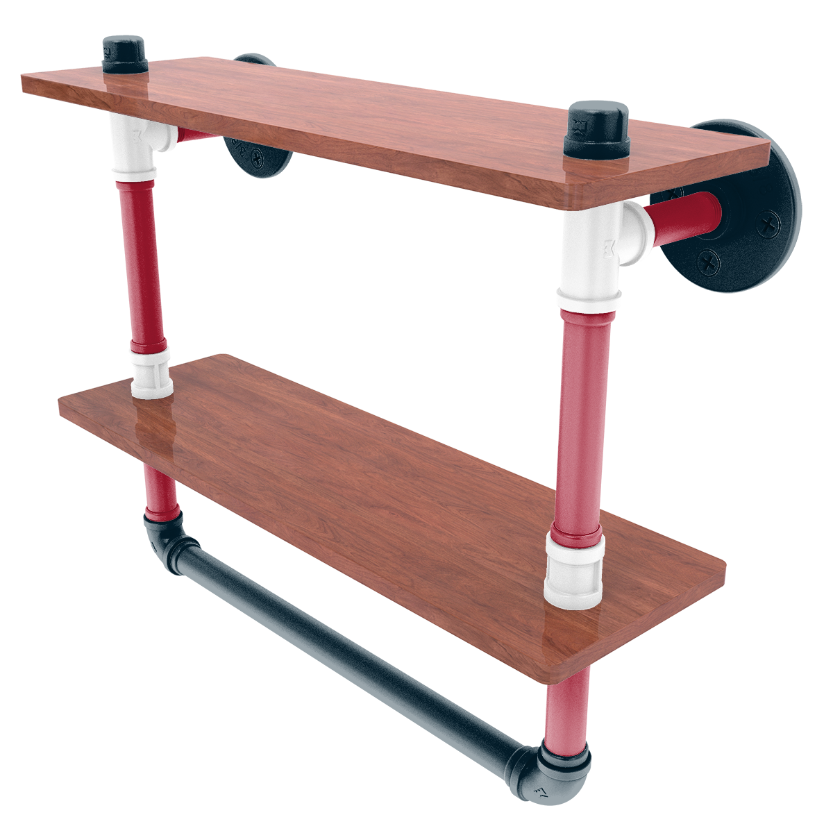 Gridiron Collection Double Wood Shelf with Towel Bar Houston Edition