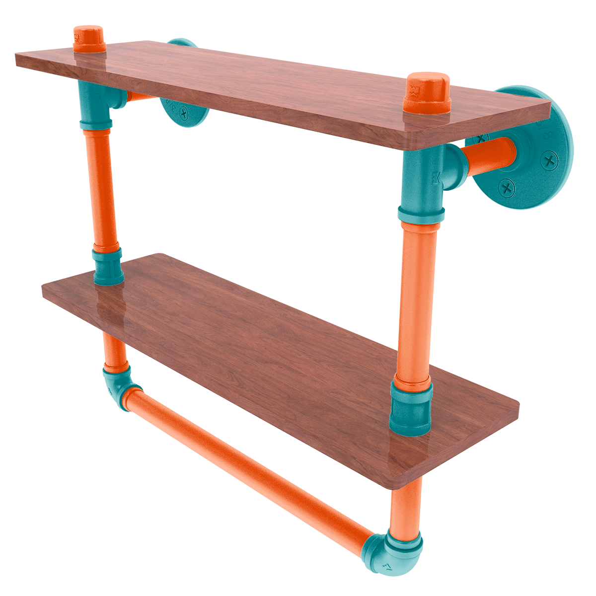 Gridiron Collection Double Wood Shelf with Towel Bar Miami Edition