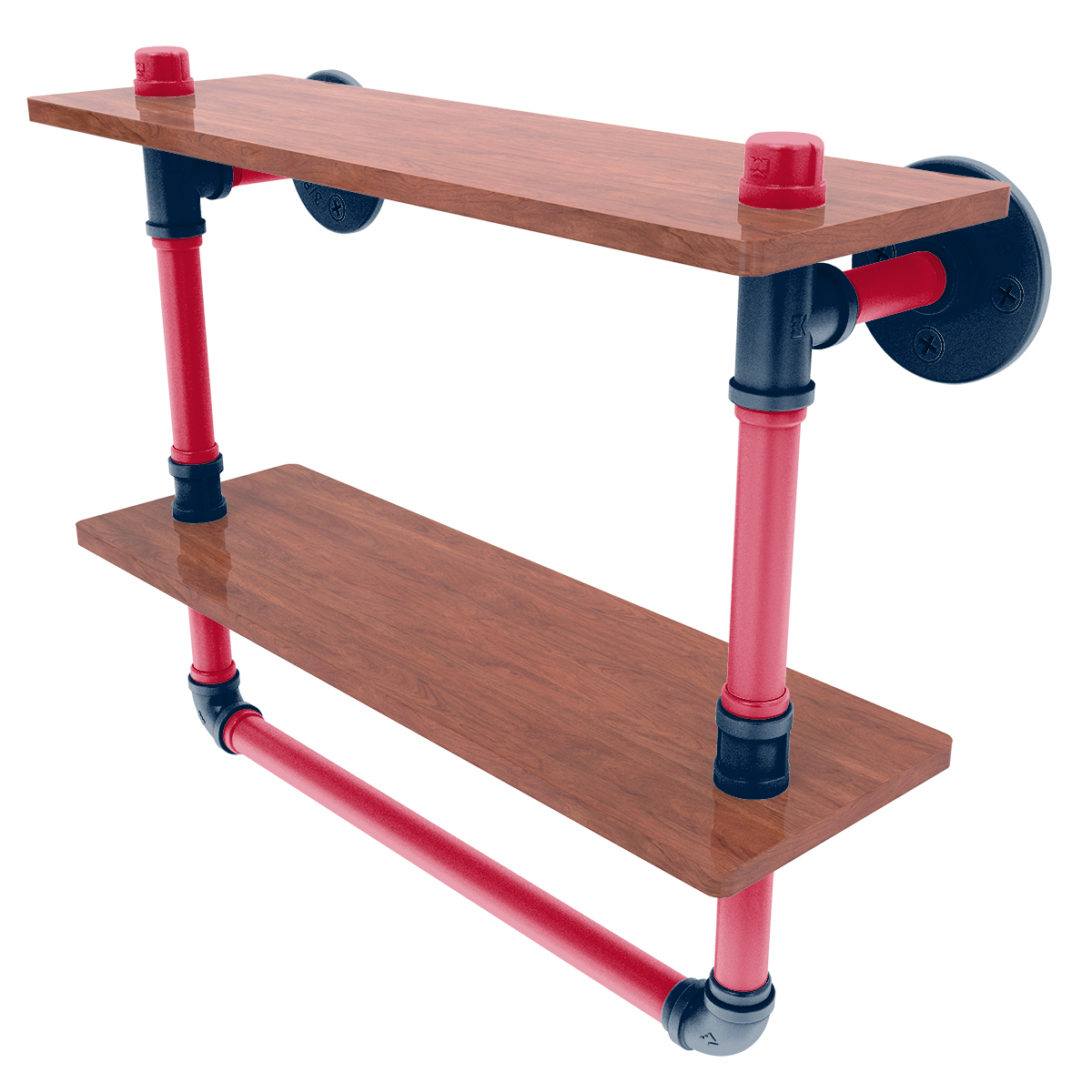Gridiron Collection Double Wood Shelf with Towel Bar New England Edition