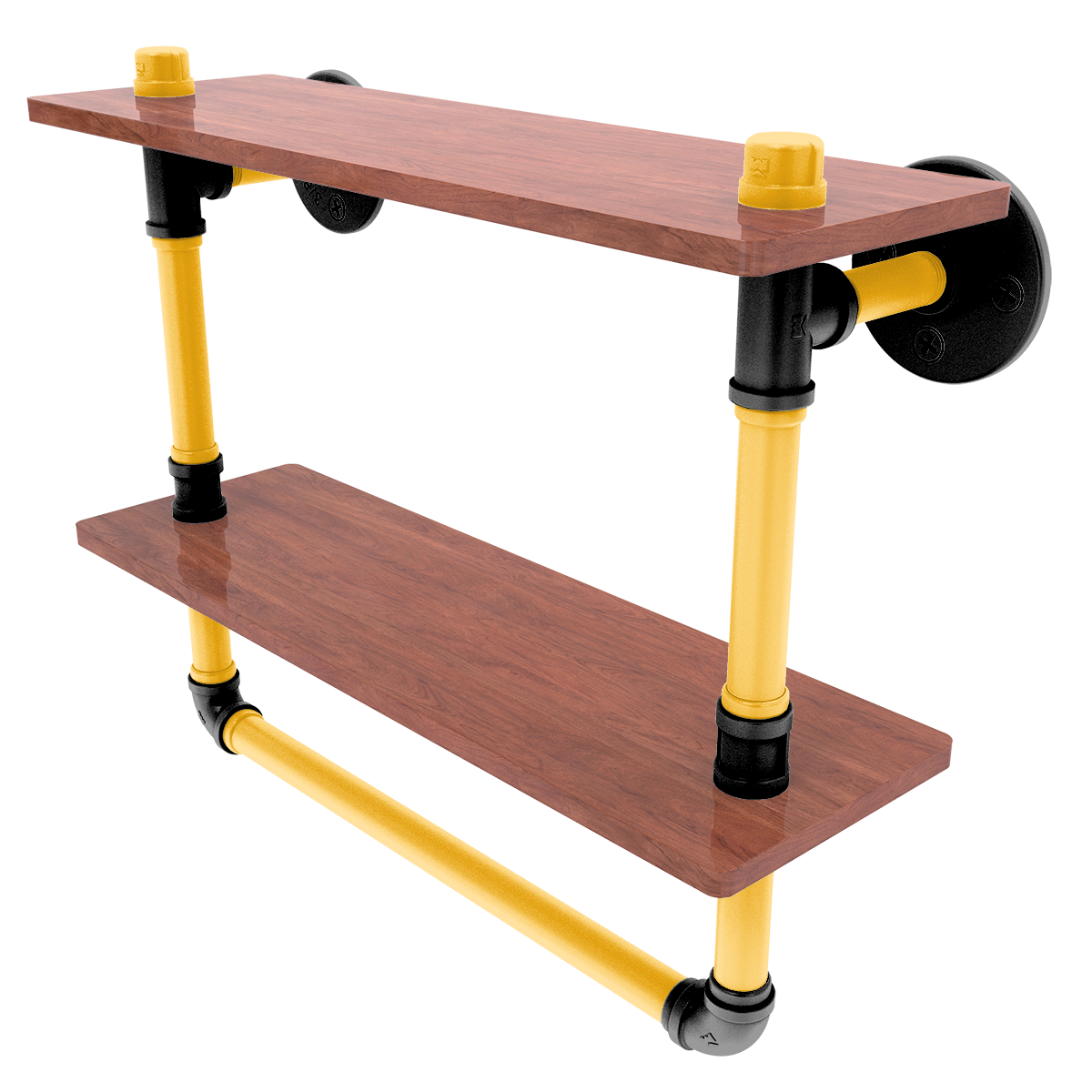 Gridiron Collection Double Wood Shelf with Towel Bar Pittsburgh Edition