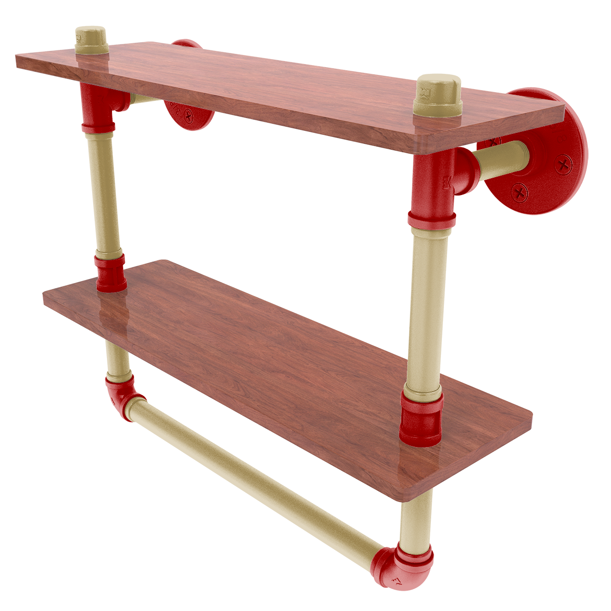 Gridiron Collection Double Wood Shelf with Towel Bar San Francisco Edition