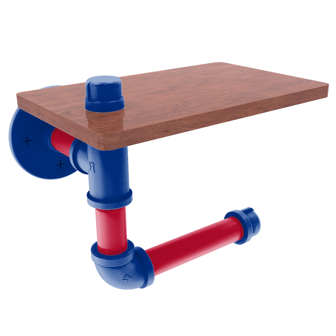 Gridiron Collection Toilet Paper Holder with Wood Shelf Buffalo Edition