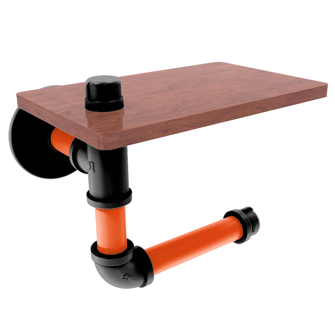 Gridiron Collection Toilet Paper Holder with Wood Shelf Cincinnati Edition