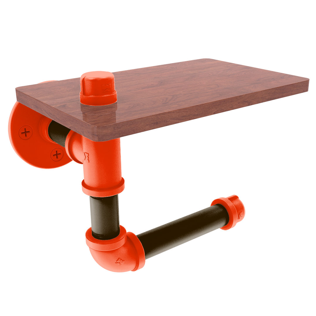 Gridiron Collection Toilet Paper Holder with Wood Shelf Cleveland Edition