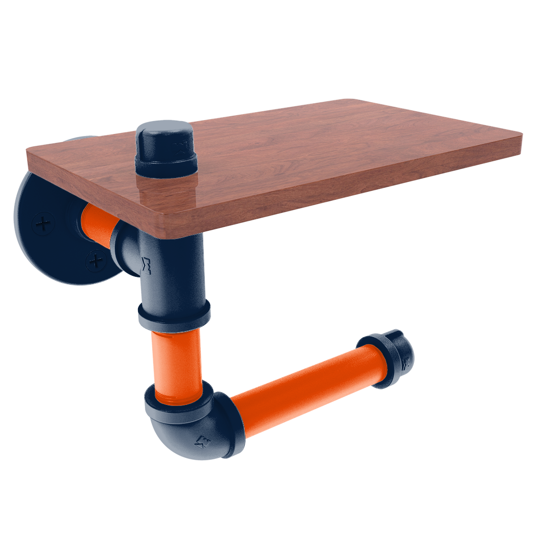Gridiron Collection Toilet Paper Holder with Wood Shelf Denver Edition