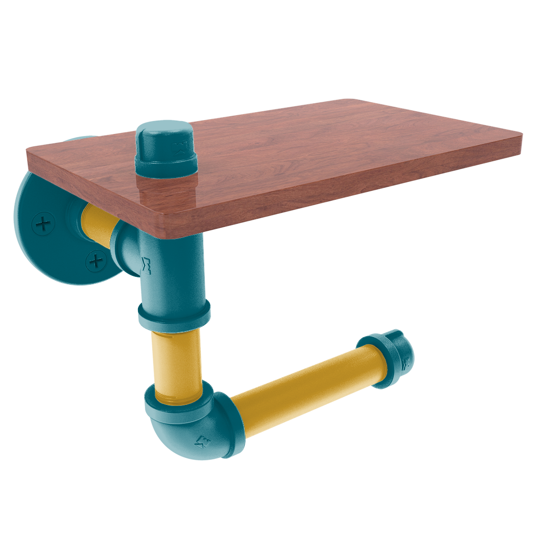 Gridiron Collection Toilet Paper Holder with Wood Shelf Jacksonville Edition