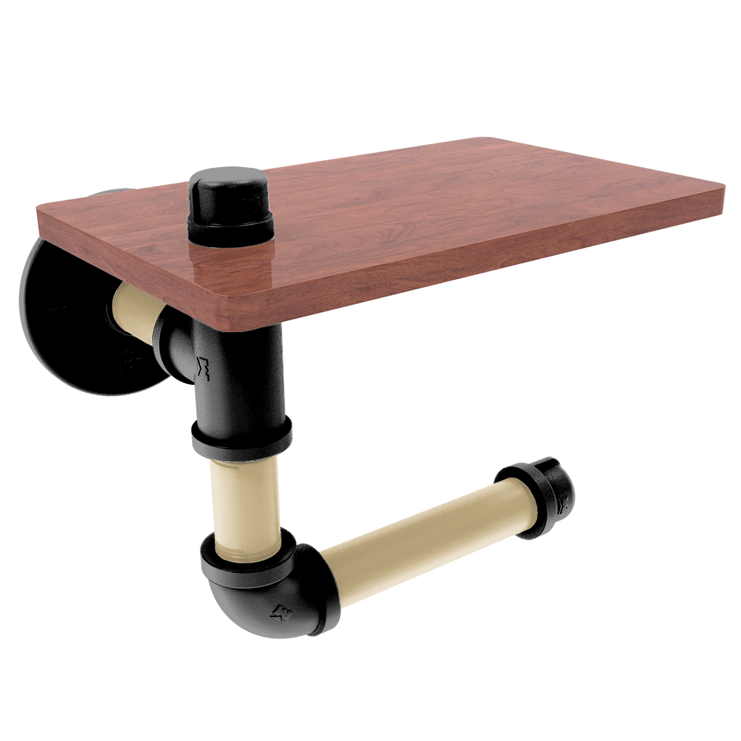 Gridiron Collection Toilet Paper Holder with Wood Shelf New Orleans Edition