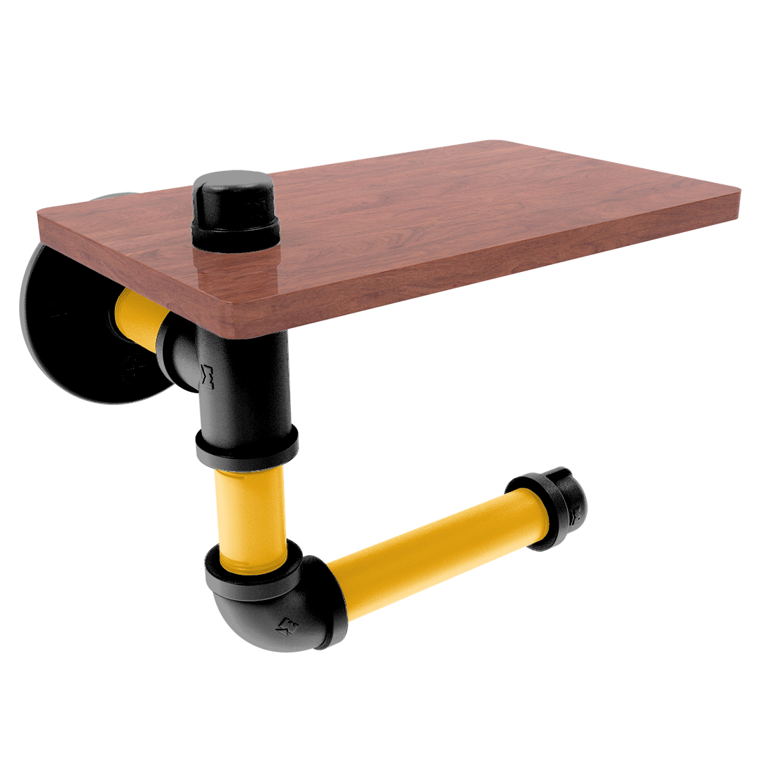 Gridiron Collection Toilet Paper Holder with Wood Shelf Pittsburgh Edition