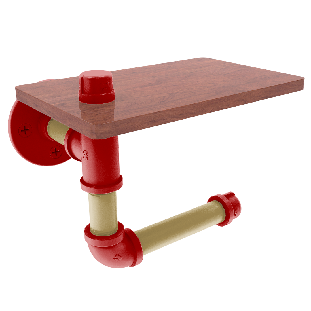 Gridiron Collection Toilet Paper Holder with Wood Shelf San Francisco Edition