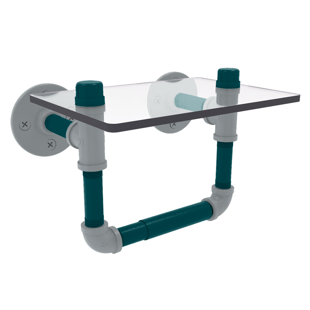 Gridiron Collection Toilet Tissue Holder with Glass Shelf Philadelphia Edition