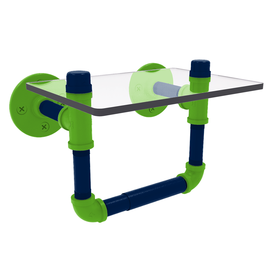 Gridiron Collection Toilet Tissue Holder with Glass Shelf Seattle Edition