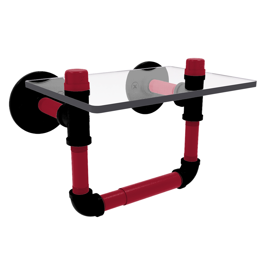 Gridiron Collection Toilet Tissue Holder with Glass Shelf Tampa Bay Edition