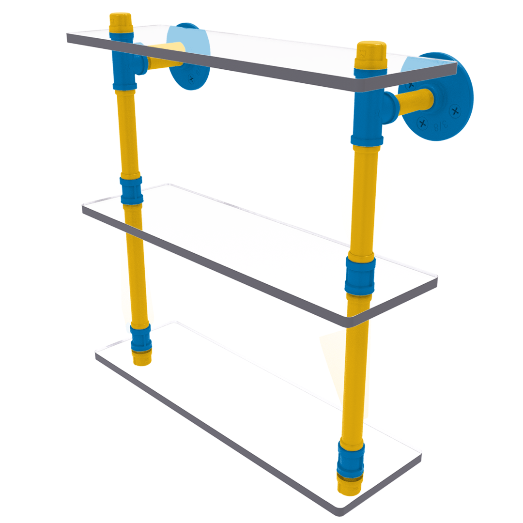 Gridiron Collection Triple Glass Shelf Los Angeles Blue and Gold Edition