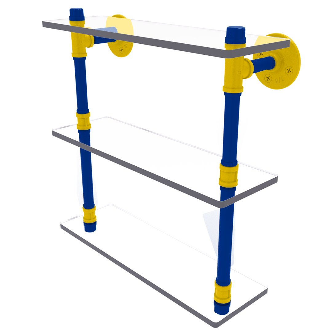 Gridiron Collection Triple Glass Shelf Los Angeles Blue and Yellow Edition