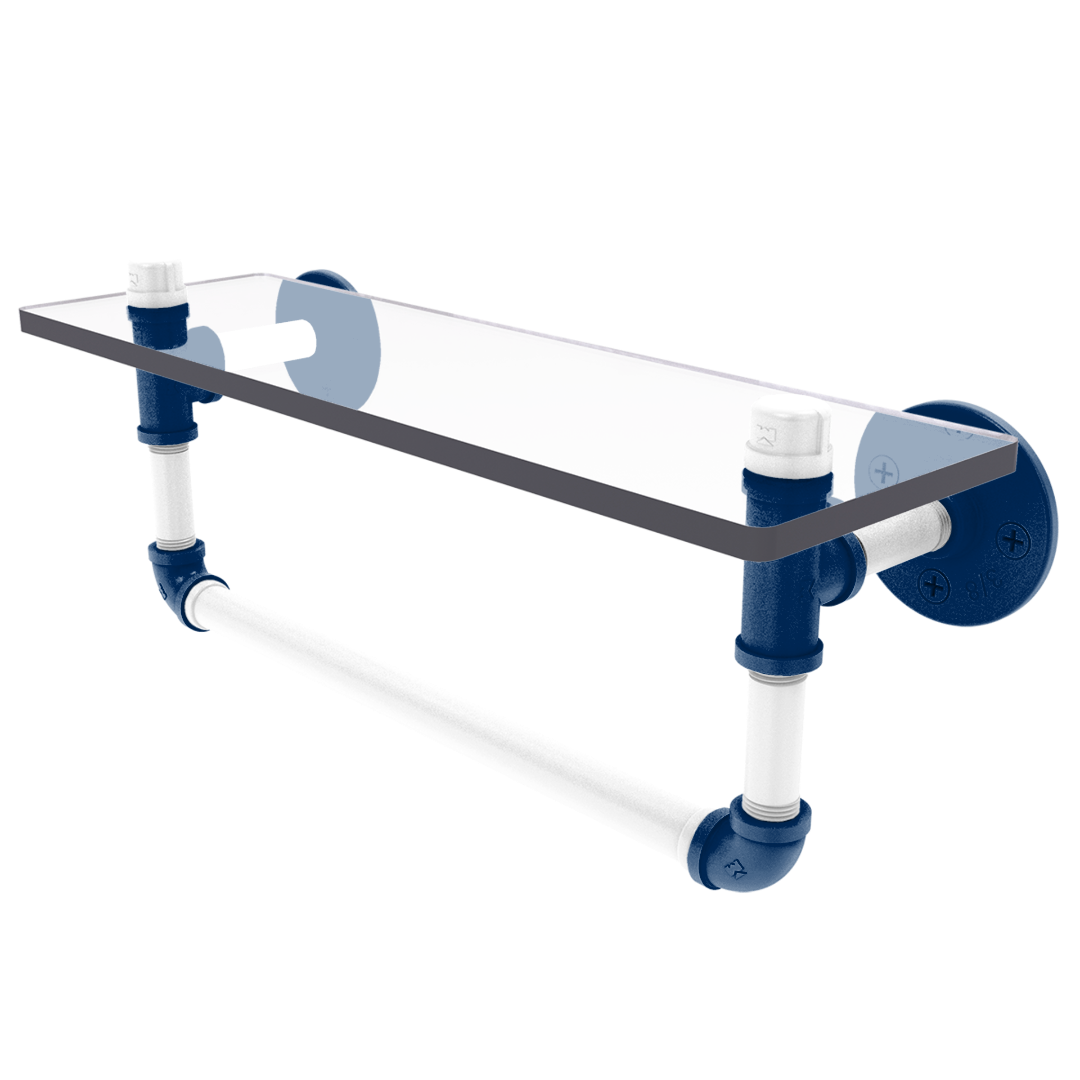 Gridiron Collection Glass Shelf with Towel Bar Indianapolis Edition