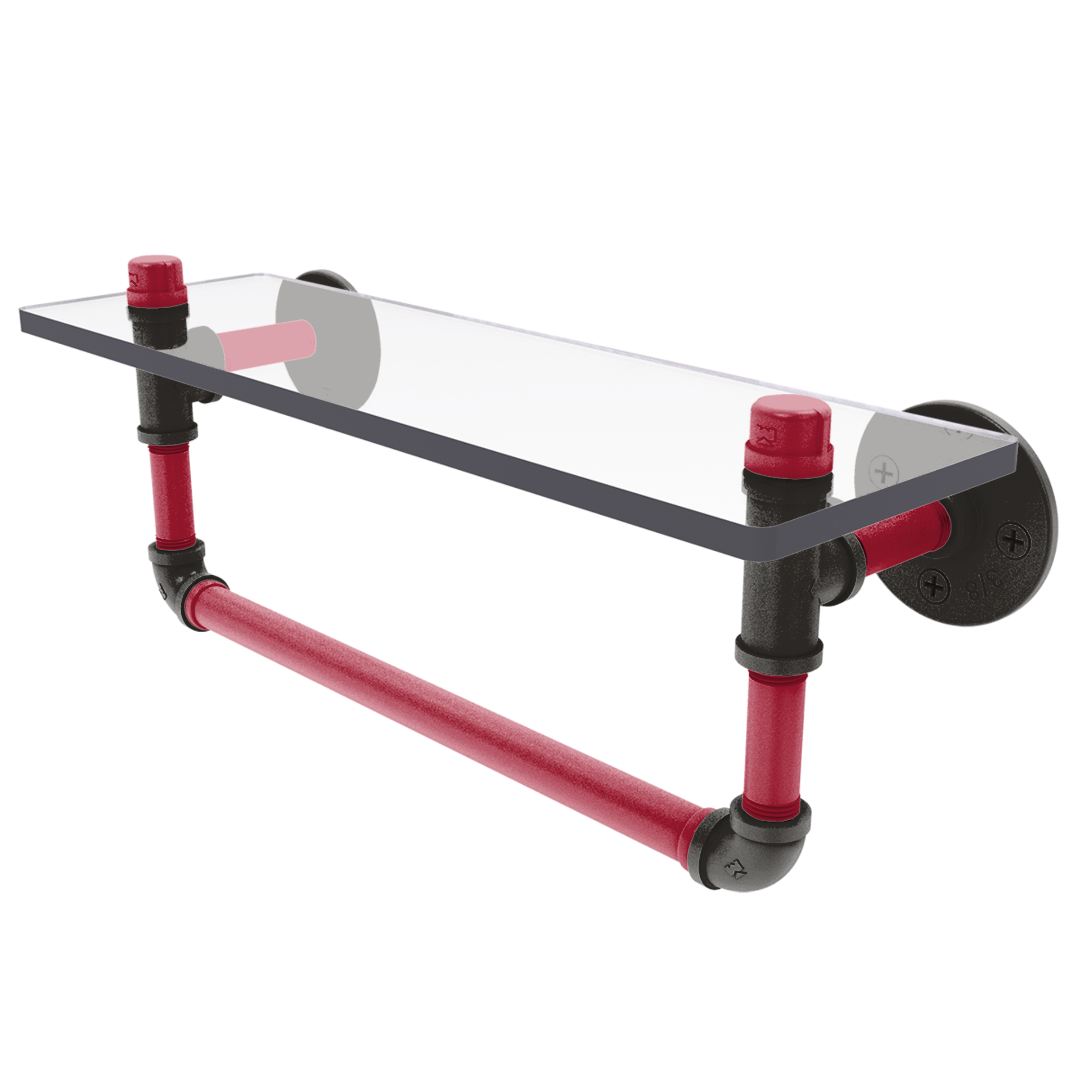 Gridiron Collection Glass Shelf with Towel Bar Tampa Bay Edition