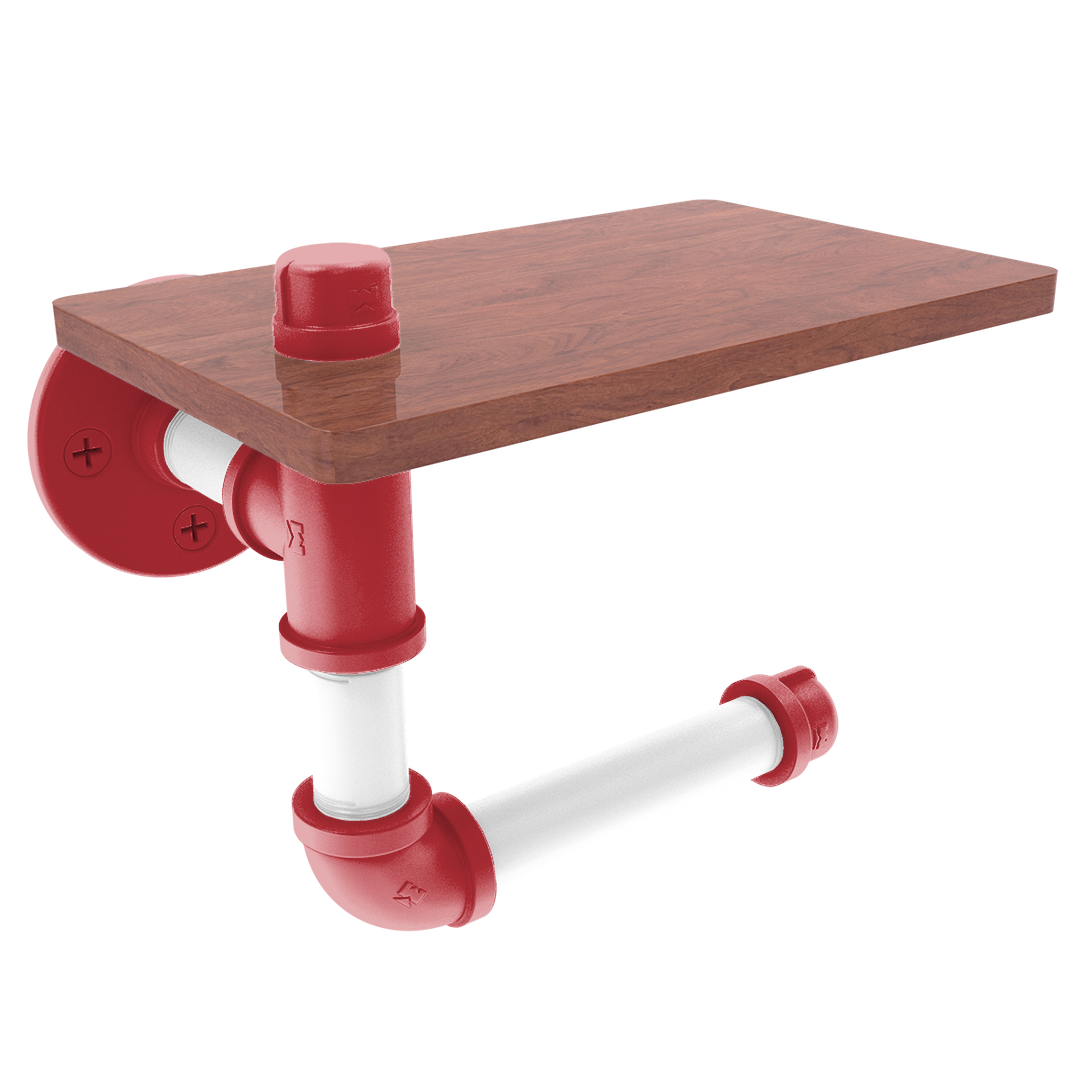 Diamond Collection Toilet Paper Holder with Wood Shelf Boston Edition