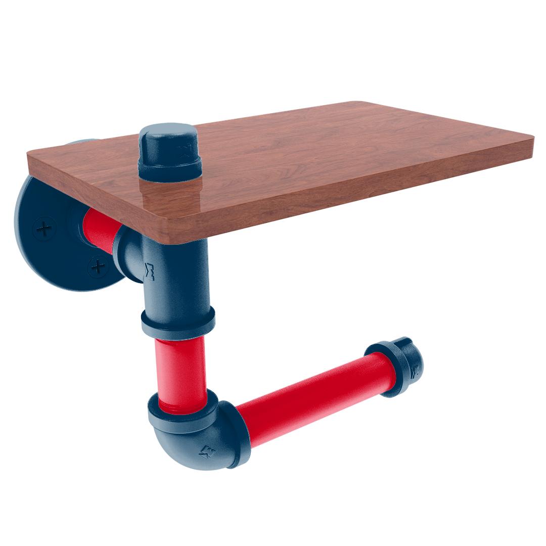 Diamond Collection Toilet Paper Holder with Wood Shelf Cleveland Edition