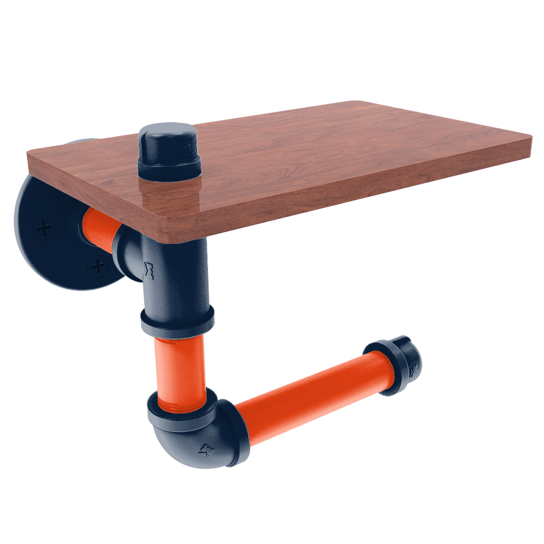 Diamond Collection Toilet Paper Holder with Wood Shelf Detroit Edition