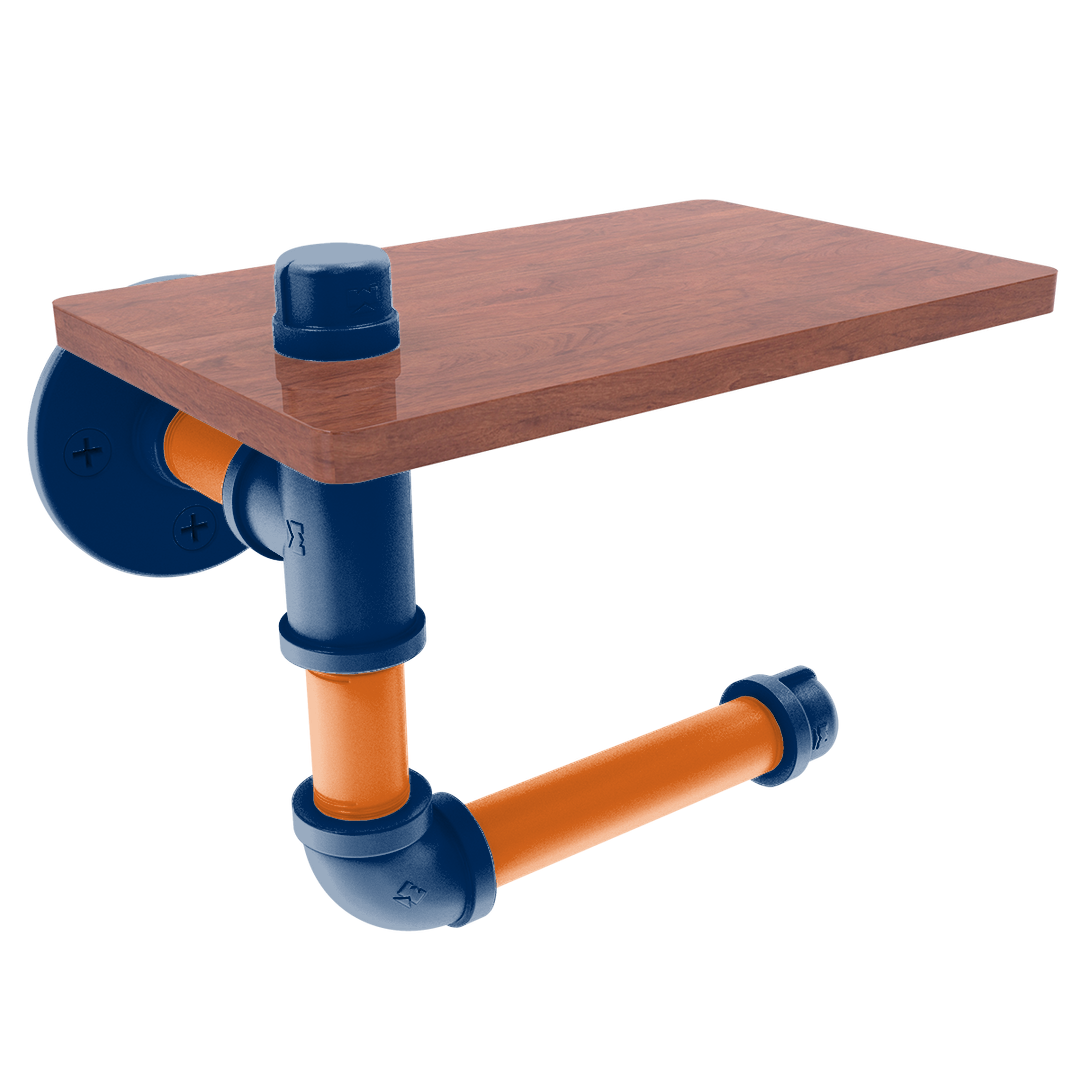 Diamond Collection Toilet Paper Holder with Wood Shelf Houston Edition