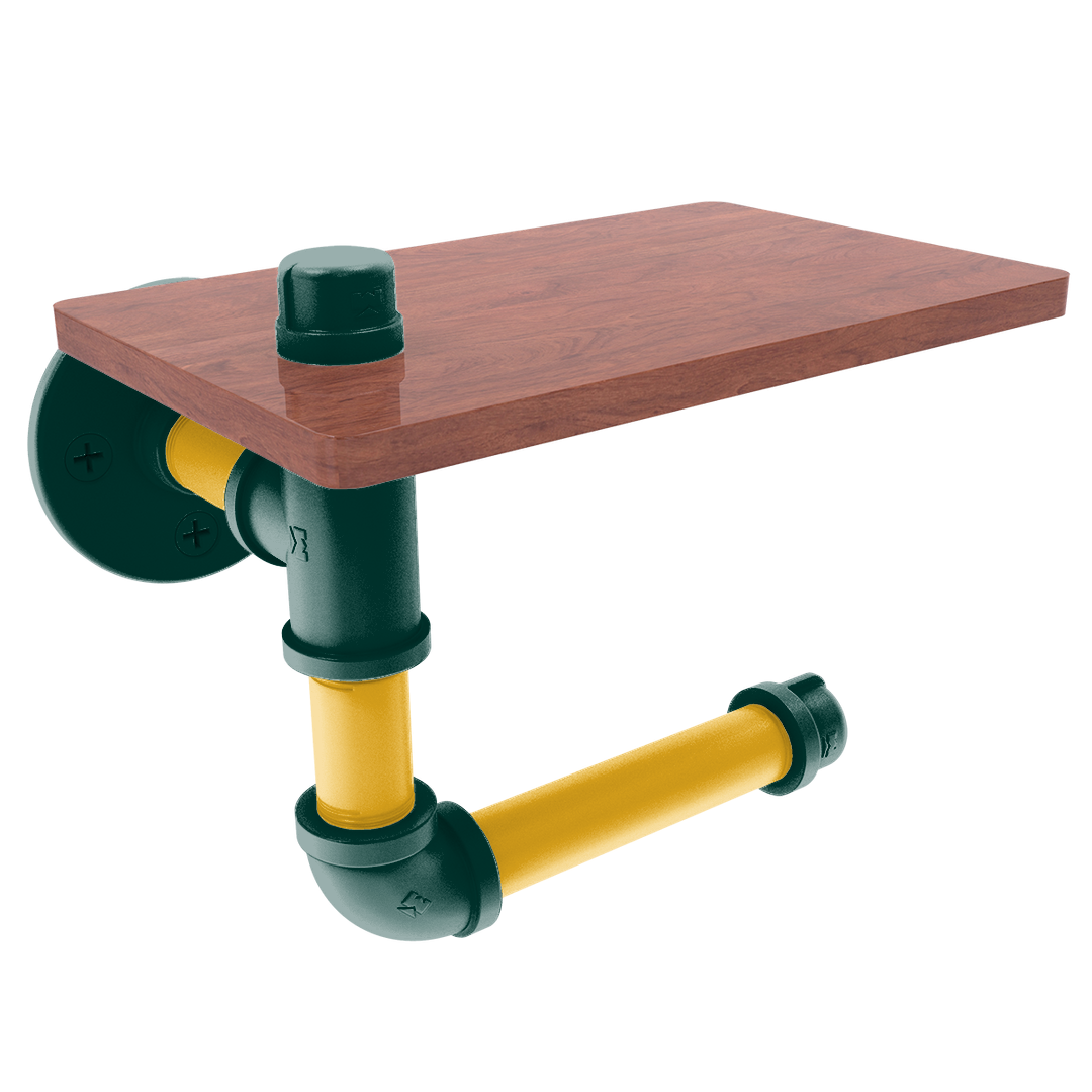 Diamond Collection Toilet Paper Holder with Wood Shelf Oakland Edition