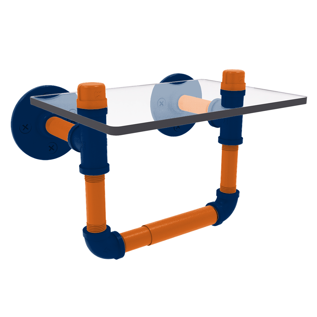 Diamond Collection Toilet Tissue Holder with Glass Shelf Houston Edition