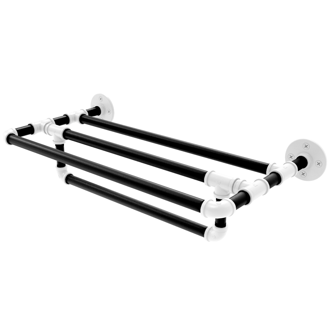 Hardwood Collection Wall Mounted Towel Shelf with Towel Bar Brooklyn Edition