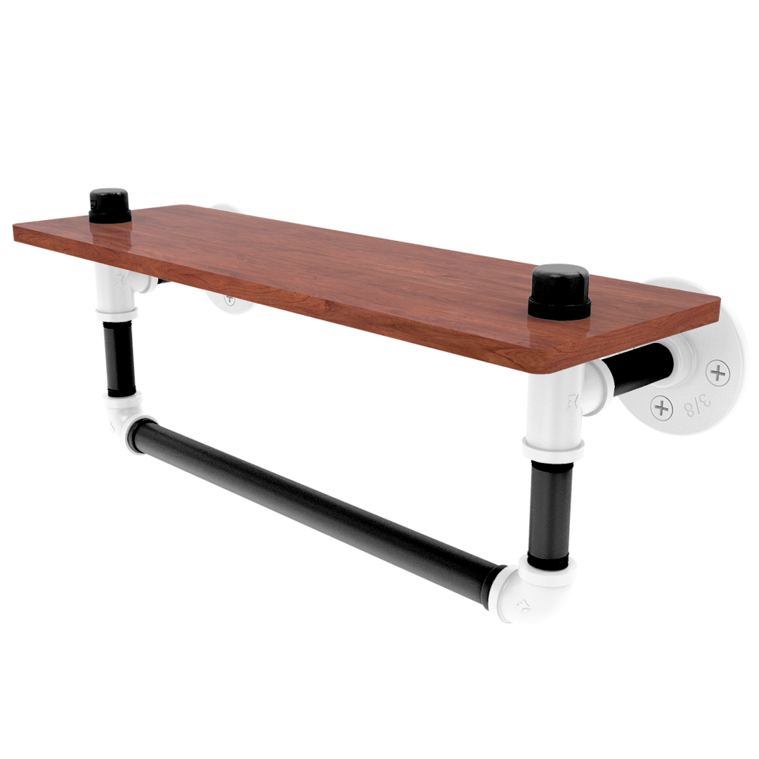 Hardwood Collection Wood Shelf with Towel Bar Brooklyn Edition