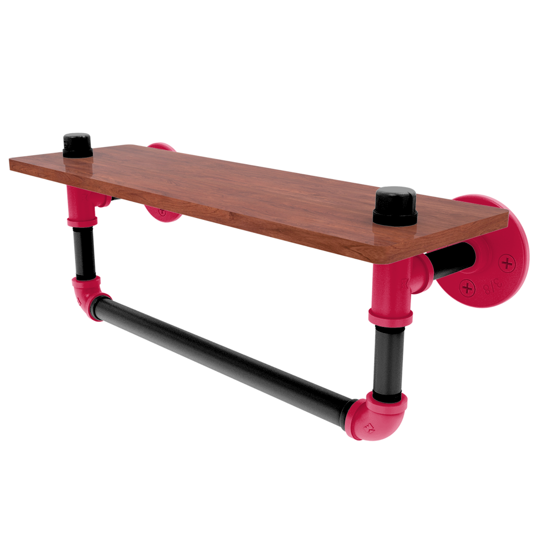 Hardwood Collection Wood Shelf with Towel Bar Houston Edition