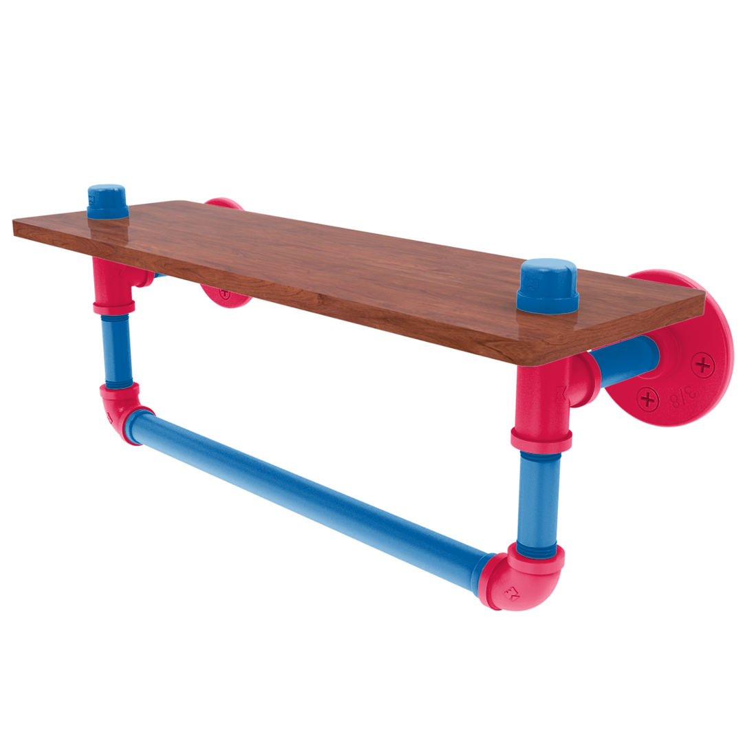 Hardwood Collection Wood Shelf with Towel Bar Philadelphia Edition