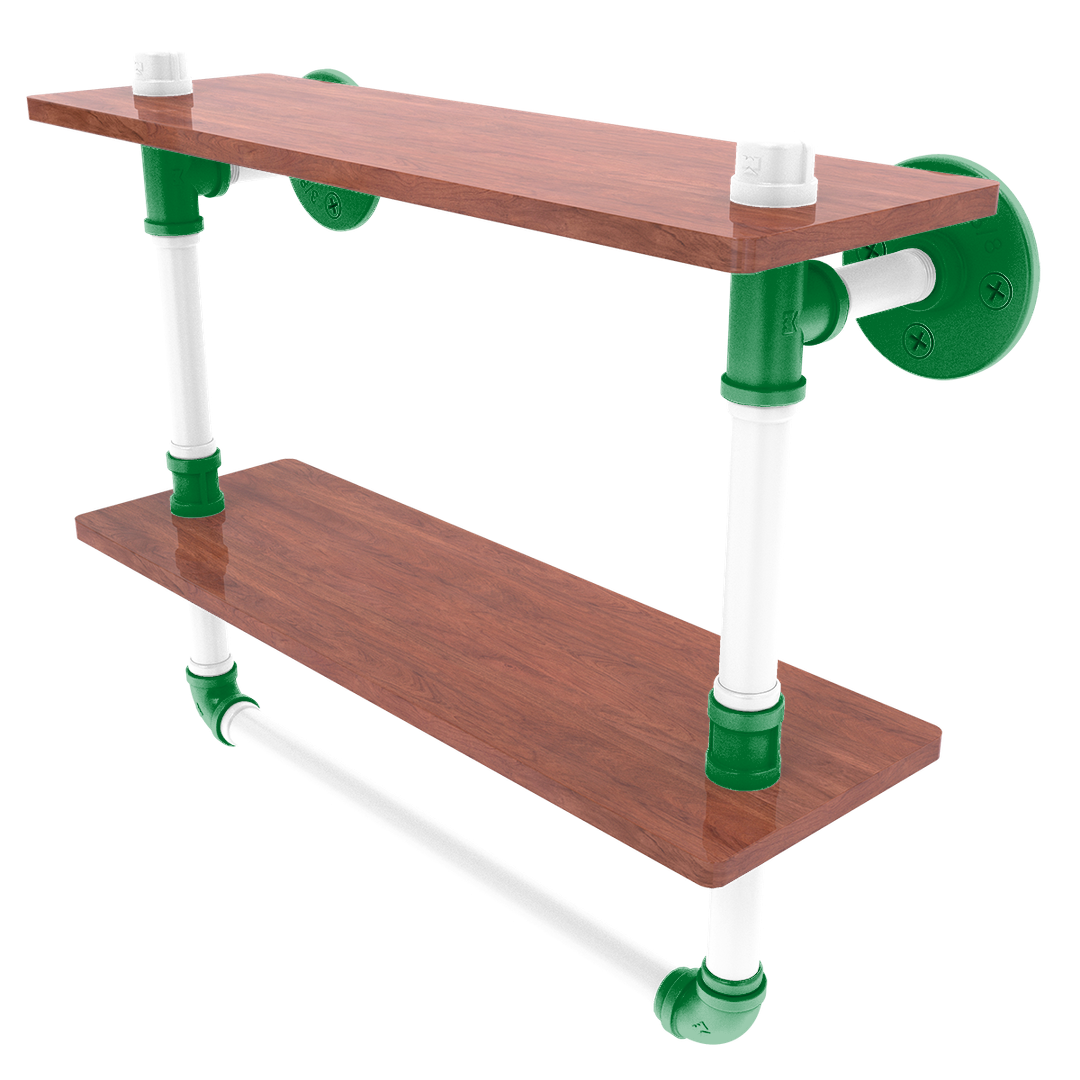 Hardwood Collection Double Wood Shelf with Towel Bar Boston Edition