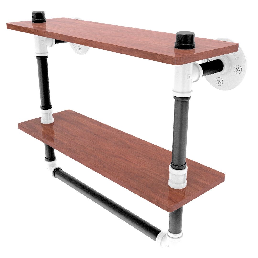 Hardwood Collection Double Wood Shelf with Towel Bar Brooklyn Edition
