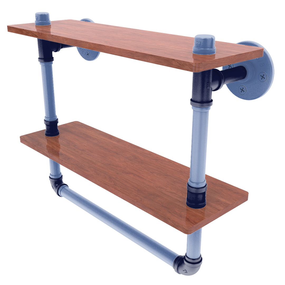 Hardwood Collection Double Wood Shelf with Towel Bar Memphis Edition
