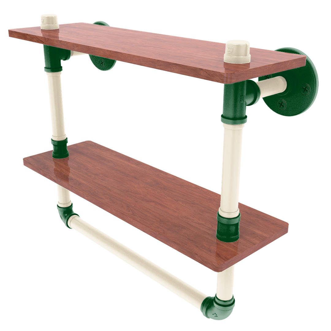 Hardwood Collection Double Wood Shelf with Towel Bar Milwaukee Edition