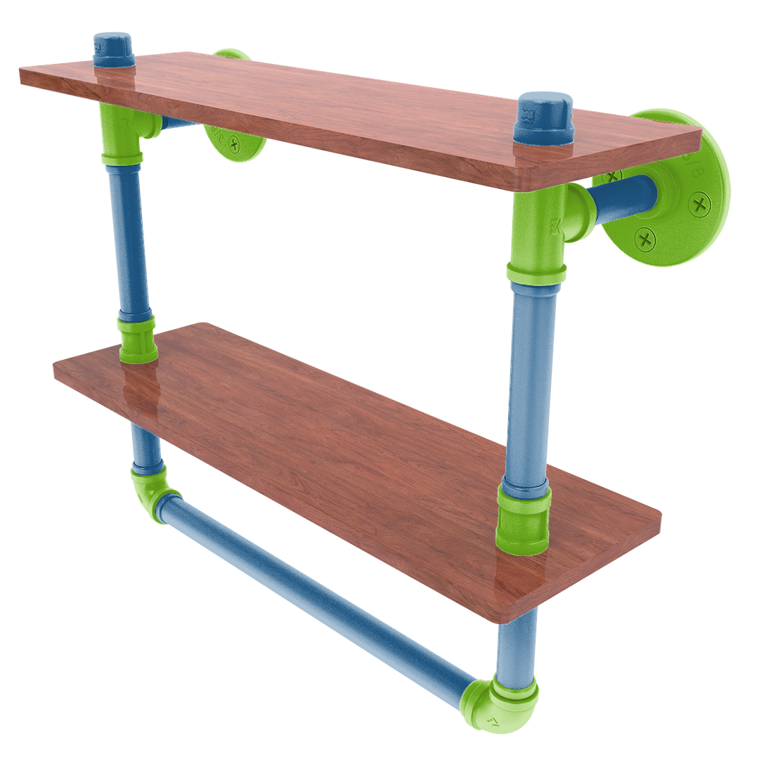 Hardwood Collection Double Wood Shelf with Towel Bar Minnesota Edition