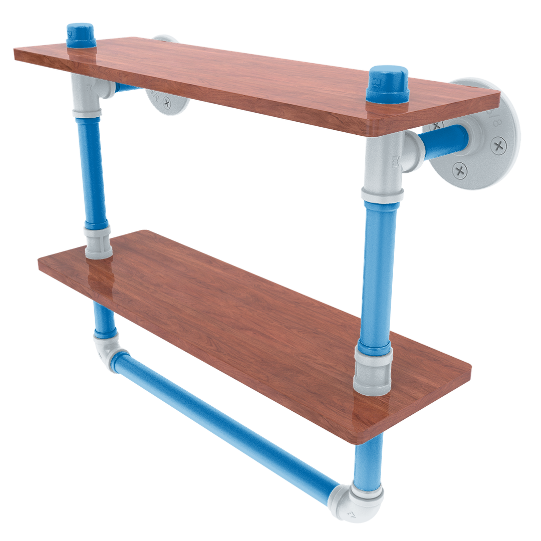 Hardwood Collection Double Wood Shelf with Towel Bar Orlando Edition